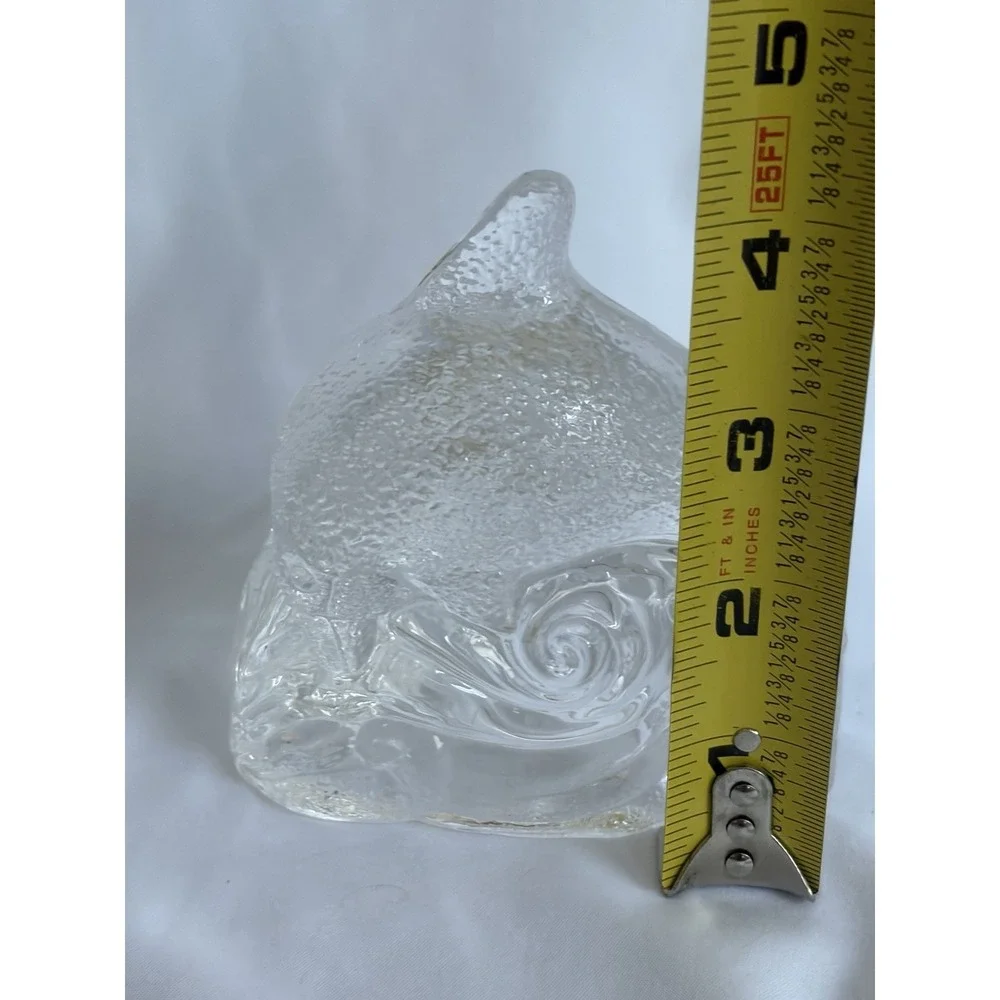 Vintage PartyLite Dolphin Clear Glass Tea Light Candle Holder Ocean Fish Retired